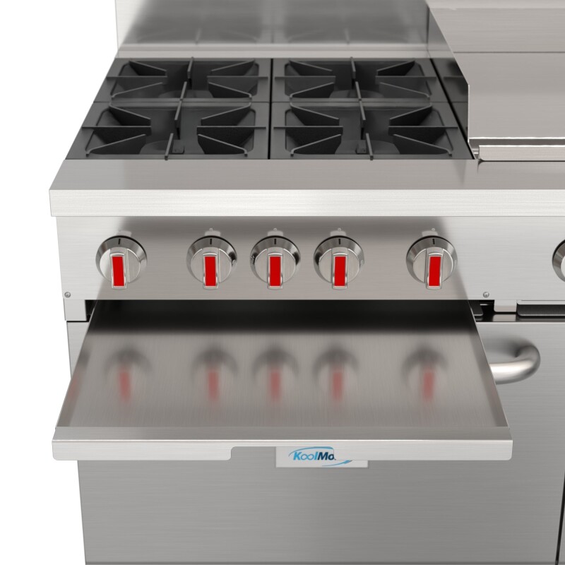 60 in. Commercial Natural Gas Range – 4 Burners, 36 in. Griddle, 2 Standard Ovens in Stainless-Steel KMCRG364NG, product image 8 of 13
