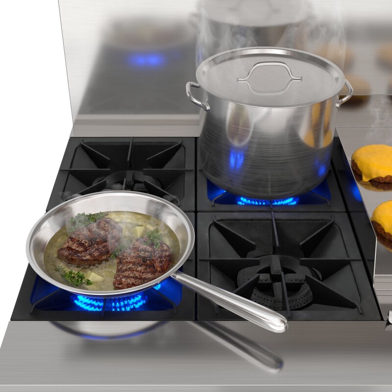 60 in. Commercial Natural Gas Range – 4 Burners, 36 in. Griddle, 2 Standard Ovens in Stainless-Steel KMCRG364NG, product image 9 of 13