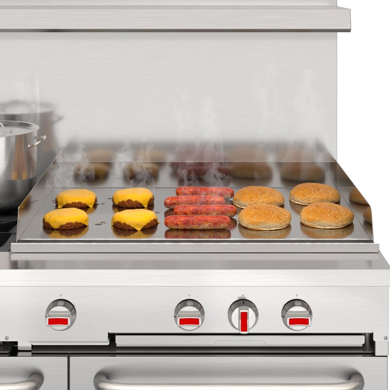 60 in. Commercial Natural Gas Range – 4 Burners, 36 in. Griddle, 2 Standard Ovens in Stainless-Steel KMCRG364NG, product image 10 of 13