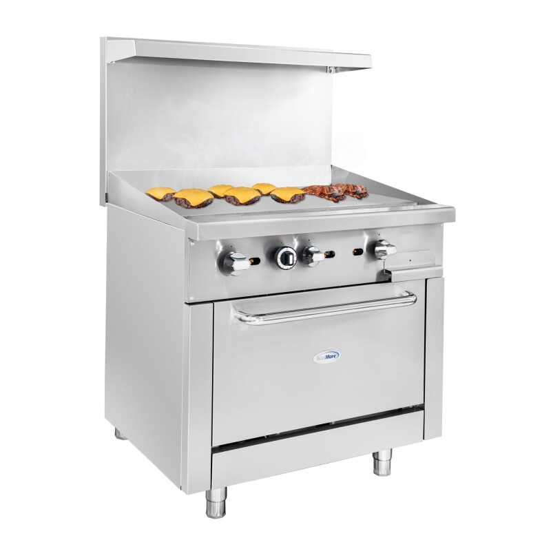 36 in. Commercial Oven with Griddle Top, 90000 BTU in Stainless-Steel KMCRG36GNG, product image 2 of 13