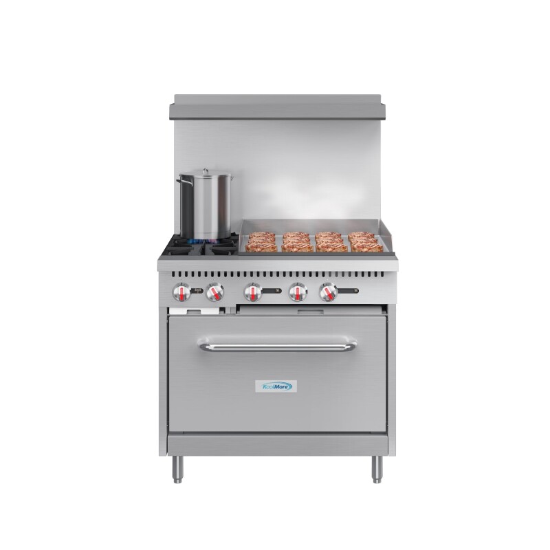 36 in. 2 Burner Commercial LP Range with 24 in. Griddle in Stainless-Steel KMCRG36LP