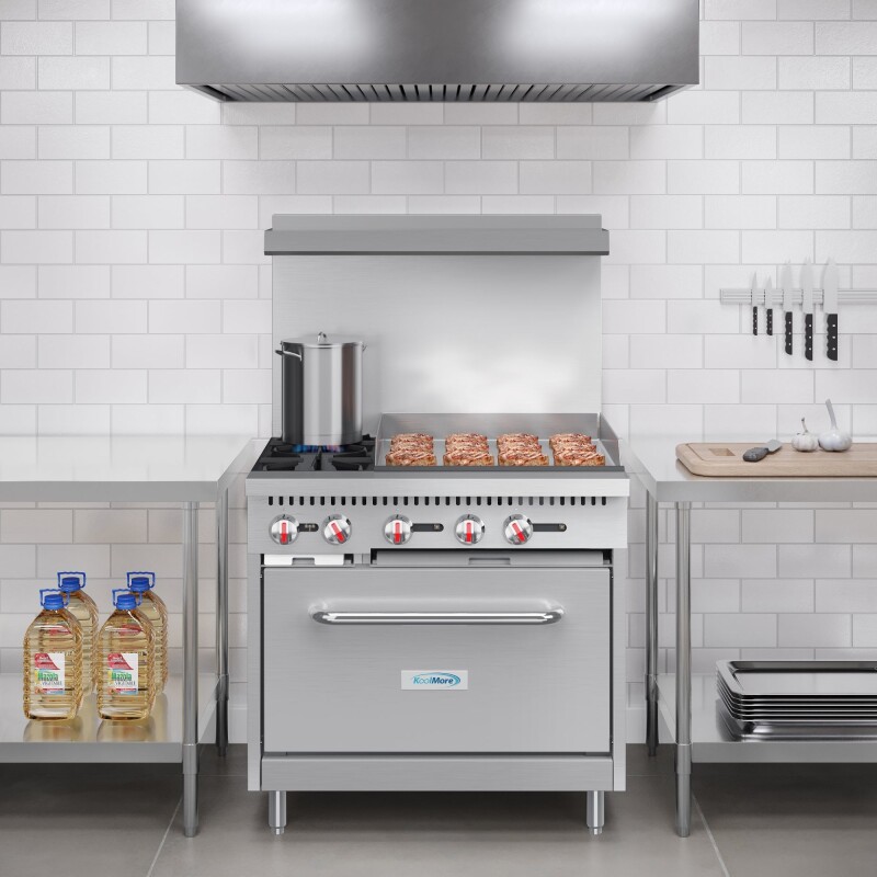 36 in. 2 Burner Commercial LP Range with 24 in. Griddle in Stainless-Steel KMCRG36LP