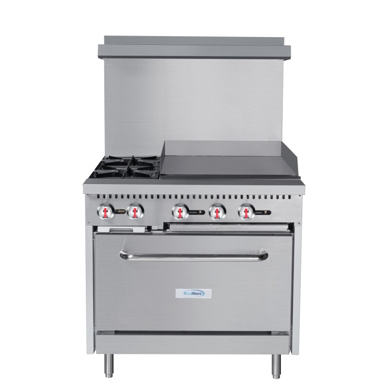 36 in. 2 Burner Commercial Natural Gas Range with 24 in. Griddle in Stainless-Steel KMCRG36NG