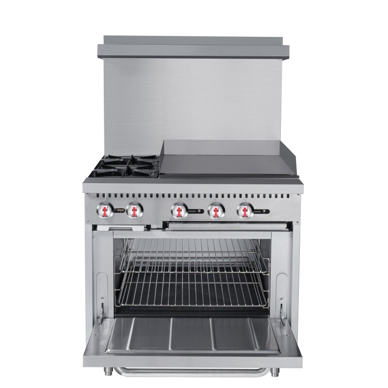 36 in. 2 Burner Commercial Natural Gas Range with 24 in. Griddle in Stainless-Steel KMCRG36NG