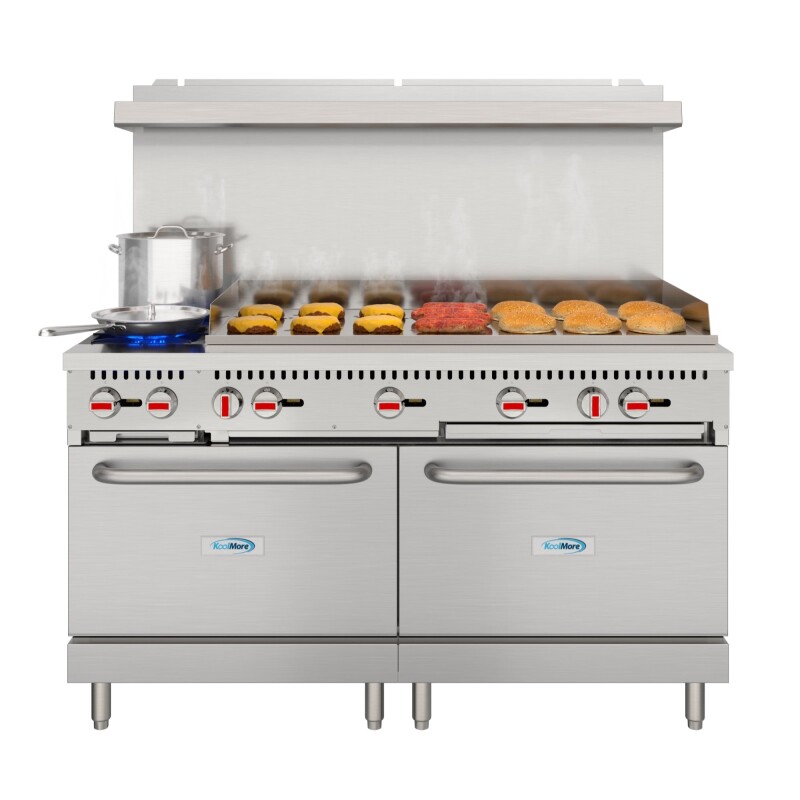 60 in. Dual Oven Commercial Range with 48 in. Griddle and 2 Burners in Stainless-Steel KMCRG482NG