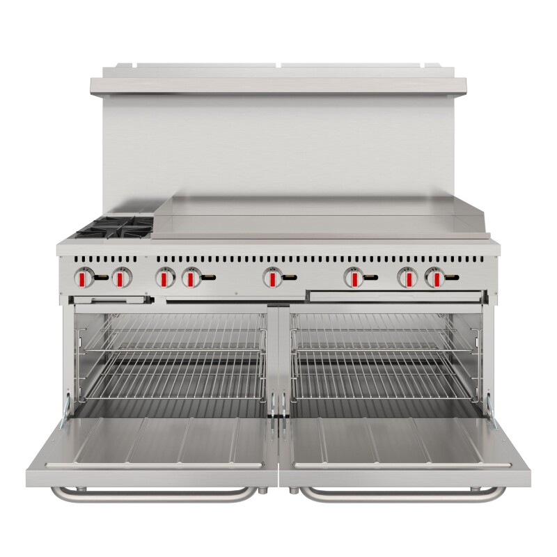 60 in. Dual Oven Commercial Range with 48 in. Griddle and 2 Burners in Stainless-Steel KMCRG482NG, product image 6 of 13