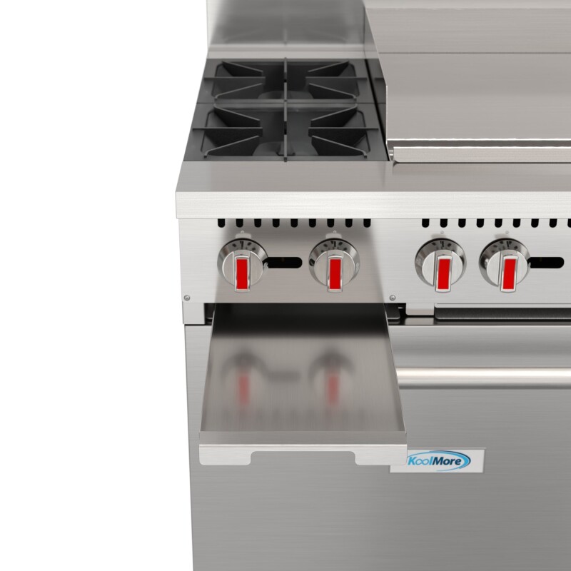 60 in. Dual Oven Commercial Range with 48 in. Griddle and 2 Burners in Stainless-Steel KMCRG482NG, product image 9 of 13