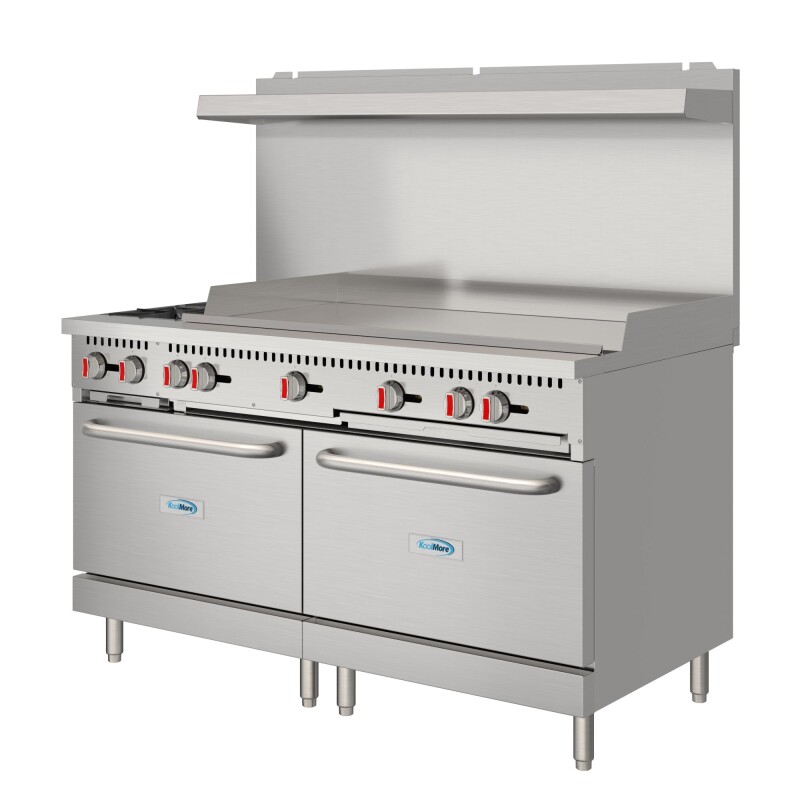 60 in. Dual Oven Commercial Range with 48 in. Griddle and 2 Burners in Stainless-Steel KMCRG482NG, product image 11 of 13