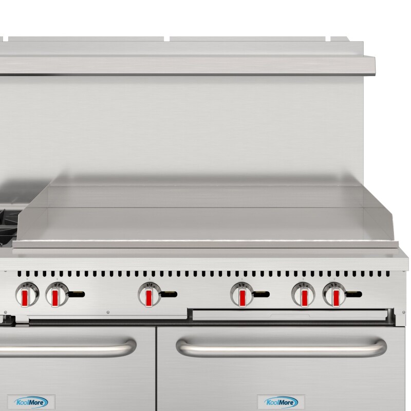 60 in. Dual Oven Commercial Range with 48 in. Griddle and 2 Burners in Stainless-Steel KMCRG482NG, product image 12 of 13