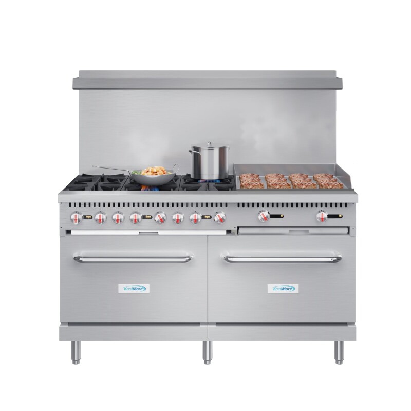 60 in. 6 Burner Commercial LP Range with 24 in. Griddle in Stainless-Steel KMCRG60LP