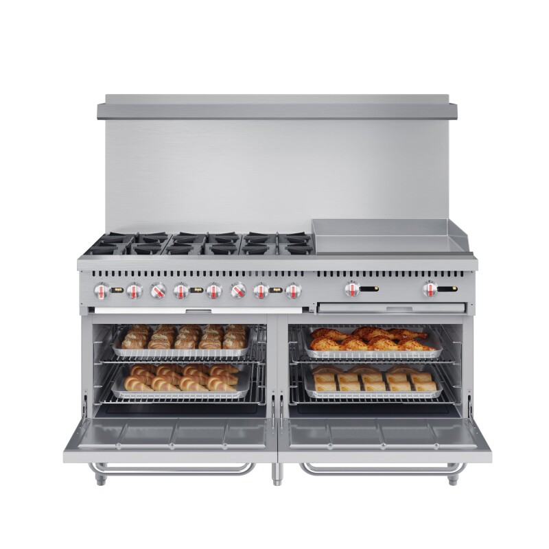60 in. 6 Burner Commercial LP Range with 24 in. Griddle in Stainless-Steel KMCRG60LP