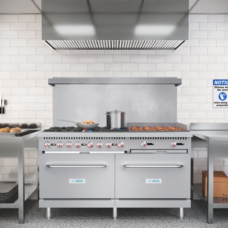 60 in. 6 Burner Commercial LP Range with 24 in. Griddle in Stainless-Steel KMCRG60LP