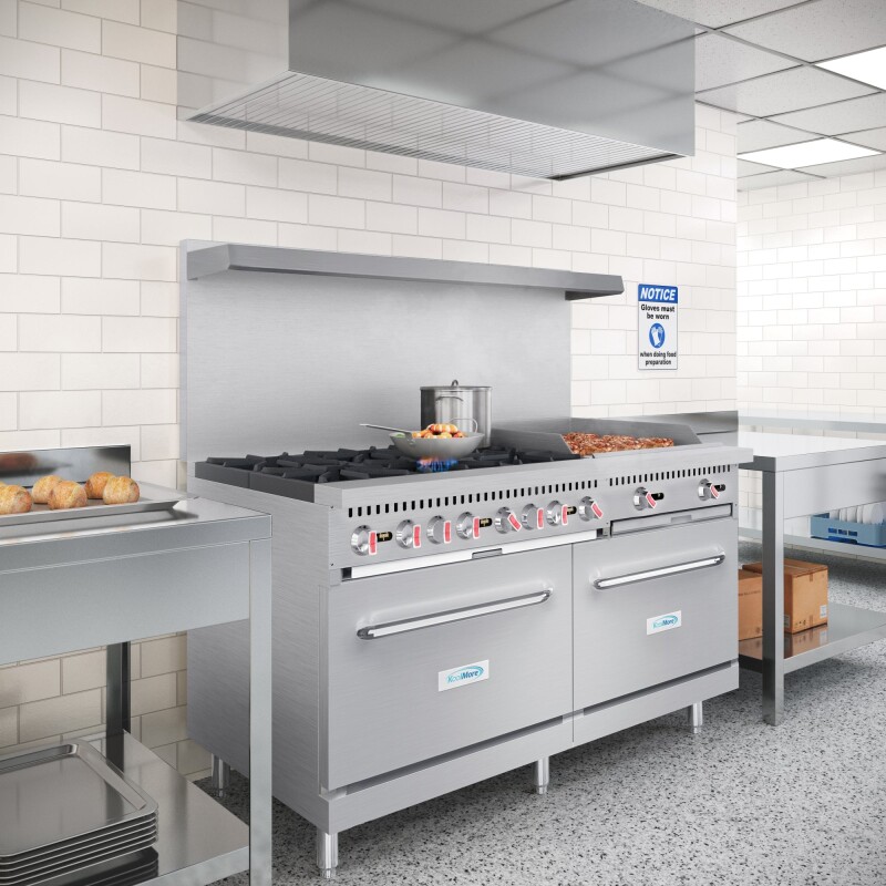 60 in. 6 Burner Commercial LP Range with 24 in. Griddle in Stainless-Steel KMCRG60LP