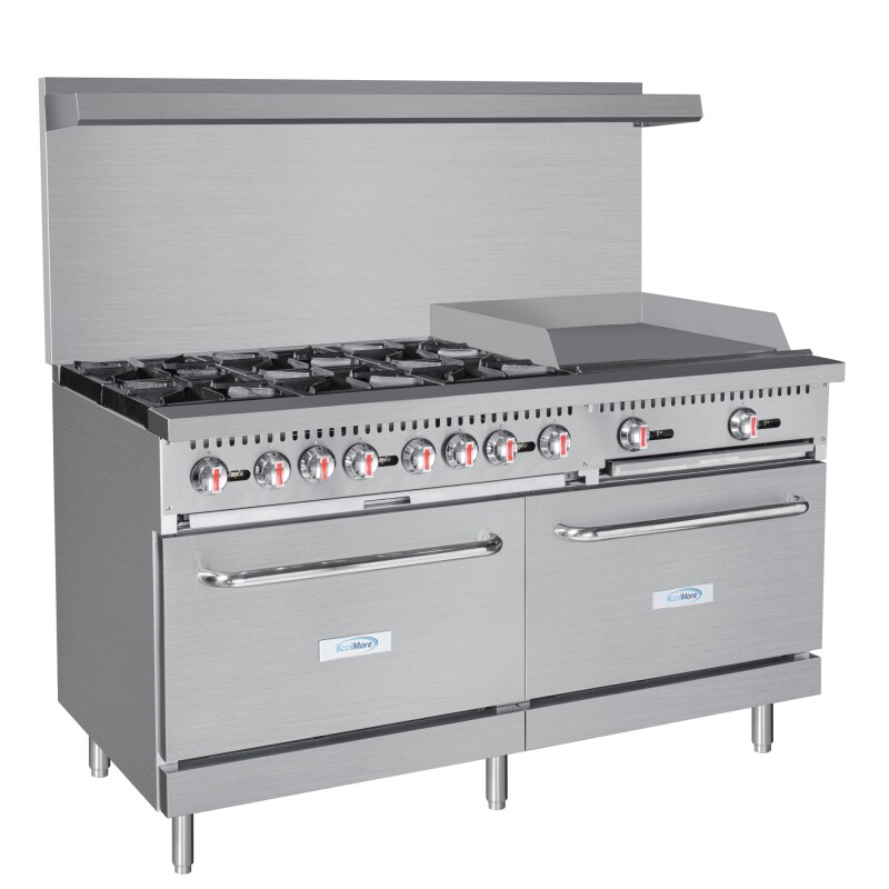 60 in. 6 Burner Commercial Natural Gas Range with 24 in. Griddle in Stainless-Steel KMCRG60NG