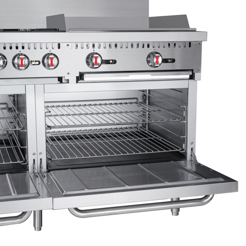 60 in. 6 Burner Commercial Natural Gas Range with 24 in. Griddle in Stainless-Steel KMCRG60NG
