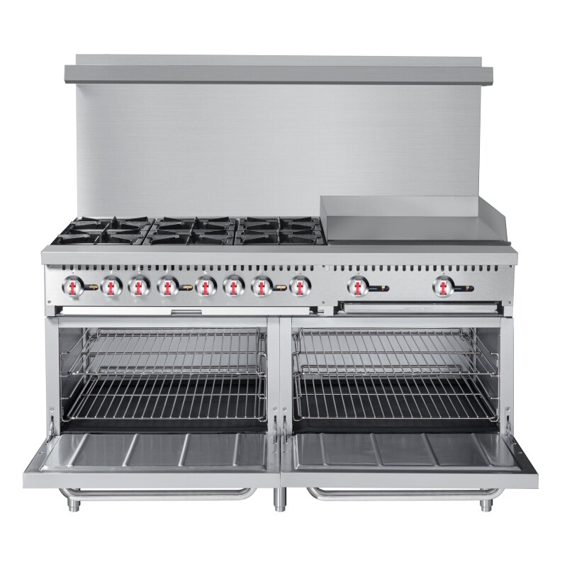 60 in. 6 Burner Commercial Natural Gas Range with 24 in. Griddle in Stainless-Steel KMCRG60NG