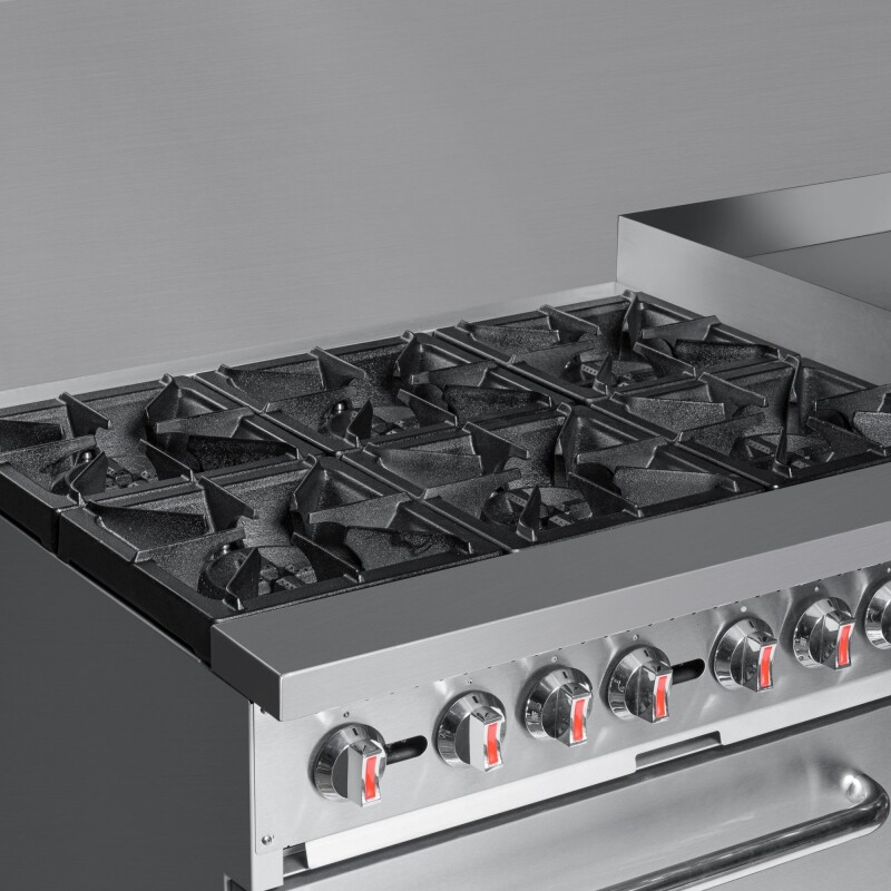 60 in. 6 Burner Commercial Natural Gas Range with 24 in. Griddle in Stainless-Steel KMCRG60NG