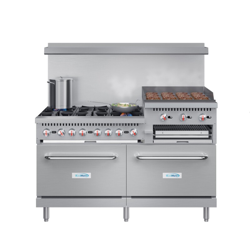 60 in. Commercial LP Range with 24 in. Griddle and Broiler in Stainless-Steel KMCRGB60LP