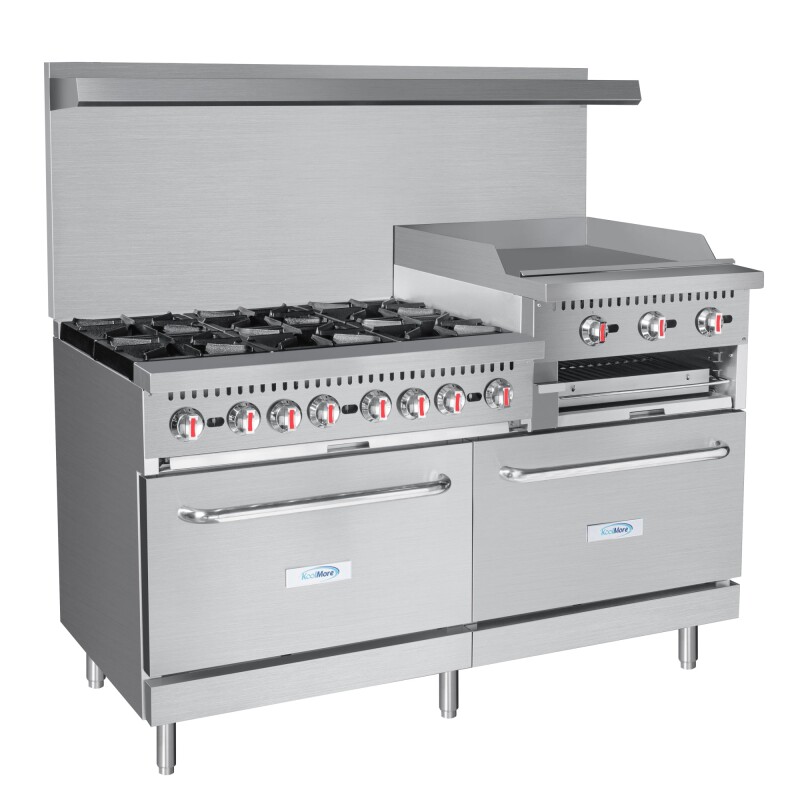 60 in. Commercial LP Range with 24 in. Griddle and Broiler in Stainless-Steel KMCRGB60LP, product image 3 of 11