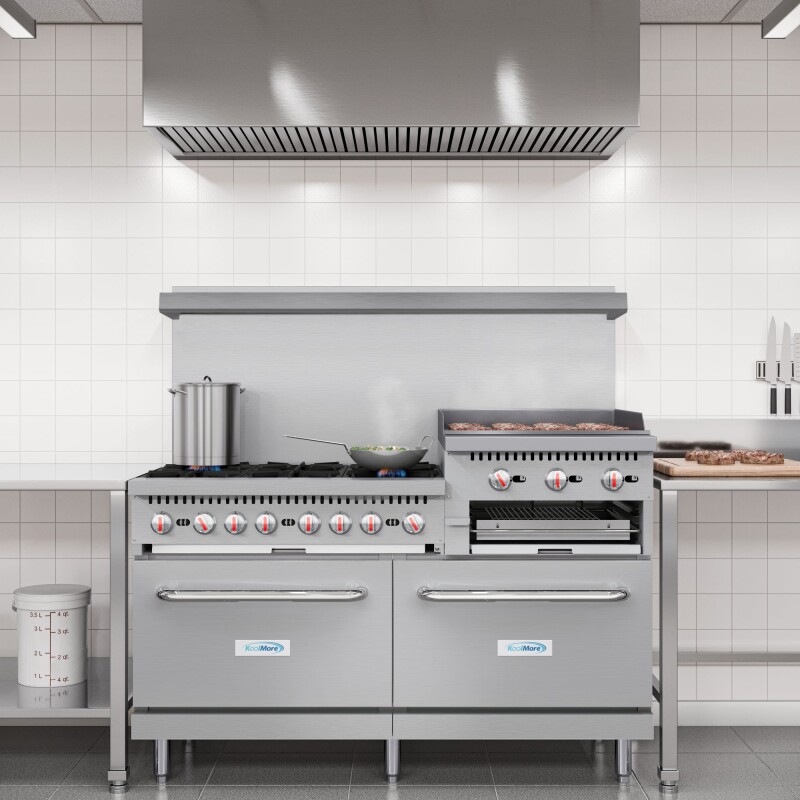 60 in. 6 Burner Commercial Natural Gas Range with 24 in. Griddle and Broiler KMCRGB60NG