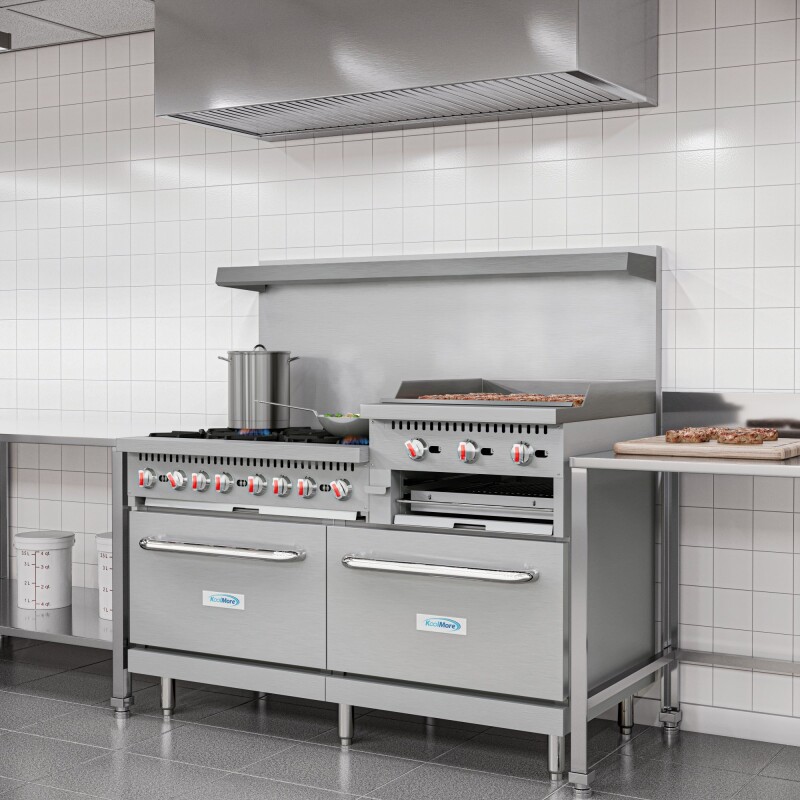 60 in. 6 Burner Commercial Natural Gas Range with 24 in. Griddle and Broiler KMCRGB60NG