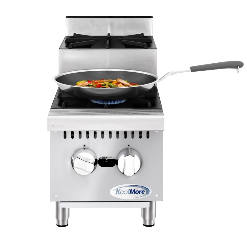 12 in. Two-Burner Commercial Step Up Range, 52000 BTU in Stainless-Steel KMCRSU12