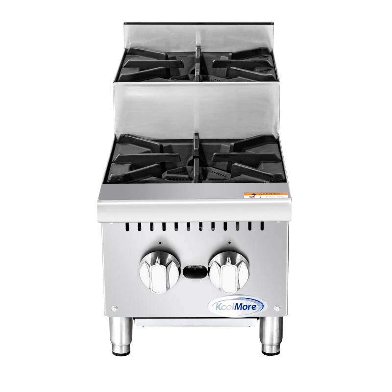 12 in. Two-Burner Commercial Step Up Range, 52000 BTU in Stainless-Steel KMCRSU12