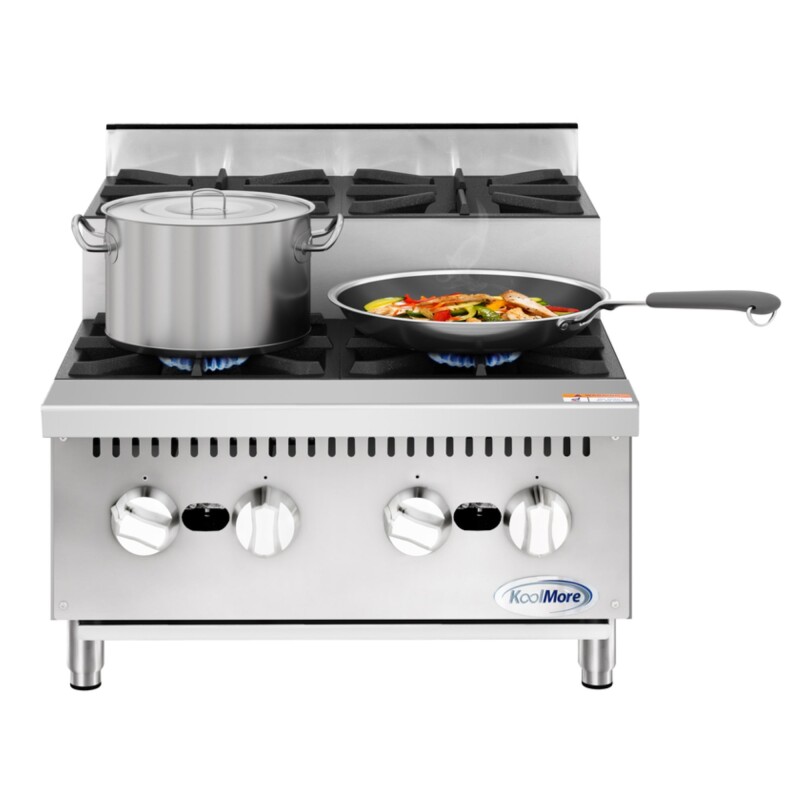 24 in. Commercial Four-Burner Step Up Range, 104000 BTU in Stainless-Steel KMCRSU24