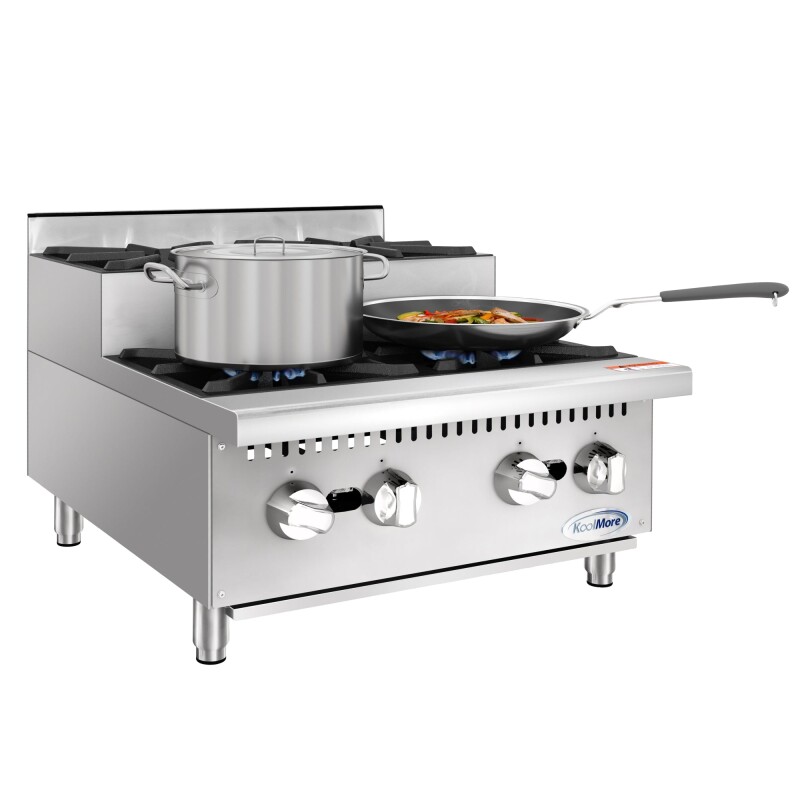 24 in. Commercial Four-Burner Step Up Range, 104000 BTU in Stainless-Steel KMCRSU24