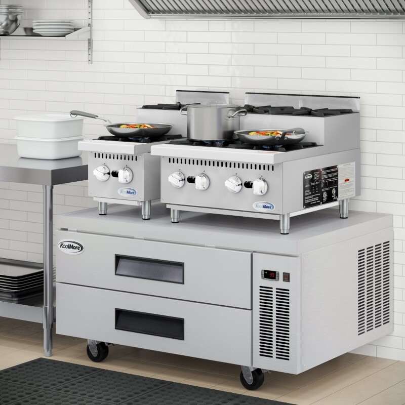 24 in. Commercial Four-Burner Step Up Range, 104000 BTU in Stainless-Steel KMCRSU24