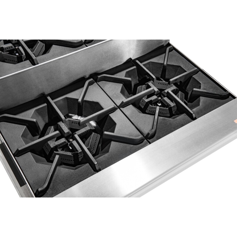 24 in. Commercial Four-Burner Step Up Range, 104000 BTU in Stainless-Steel KMCRSU24