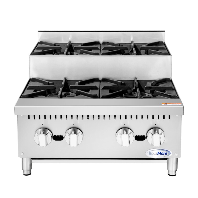 24 in. Commercial Four-Burner Step Up Range, 104000 BTU in Stainless-Steel KMCRSU24