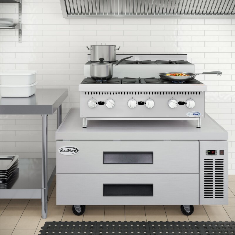 36 in. Commercial Six-Burner Step Up Gas Range, 156000 BTU in Stainless-Steel KMCRSU36