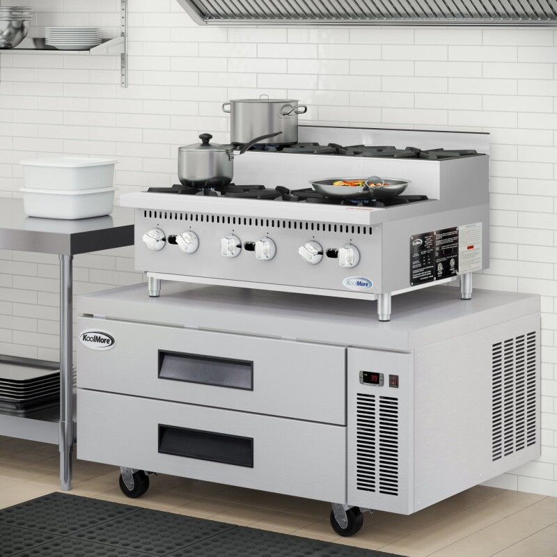 36 in. Commercial Six-Burner Step Up Gas Range, 156000 BTU in Stainless-Steel KMCRSU36