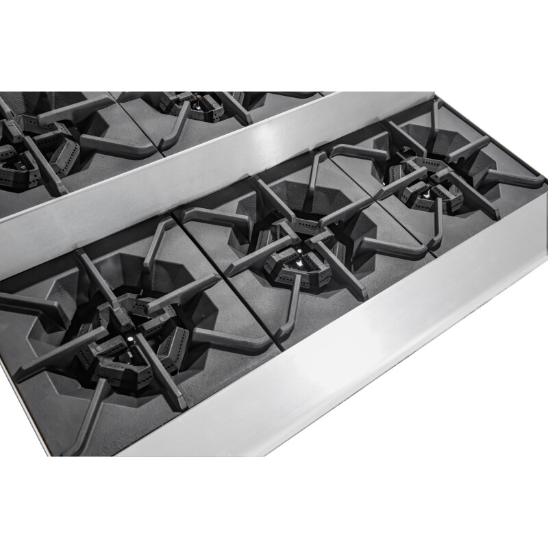 36 in. Commercial Six-Burner Step Up Gas Range, 156000 BTU in Stainless-Steel KMCRSU36
