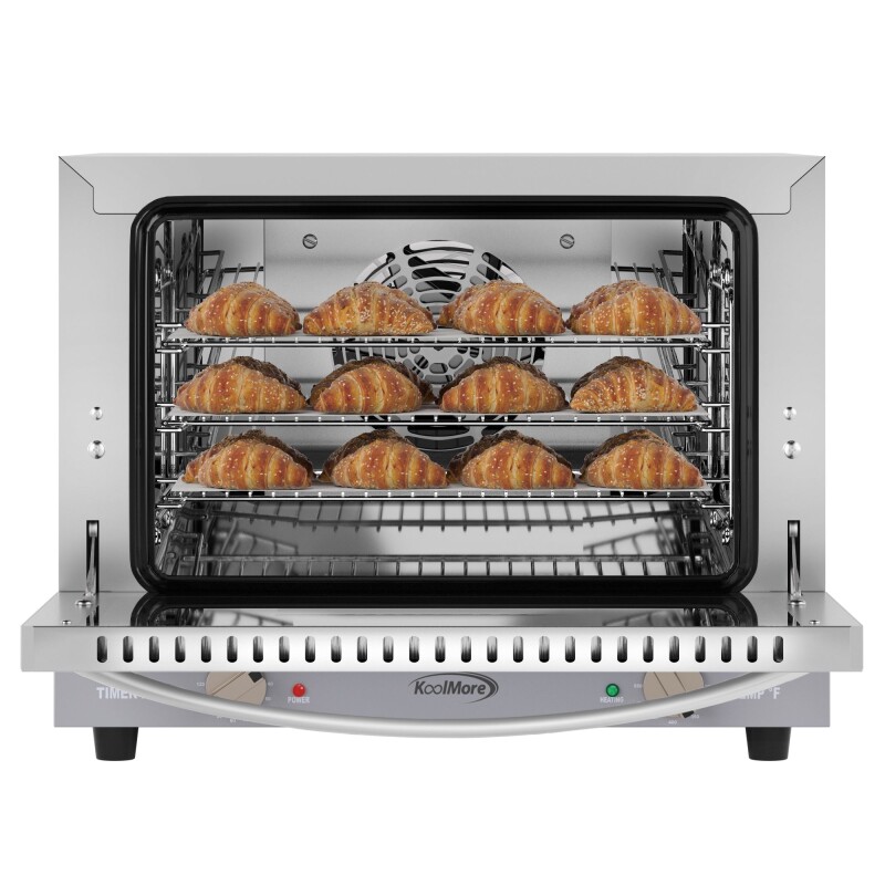 19 in. Countertop Convection Oven for Quarter-Size Pans with 3 Racks 1440W of Power in Stainless-Steel, 0.8 cu. ft. KMCTCO08