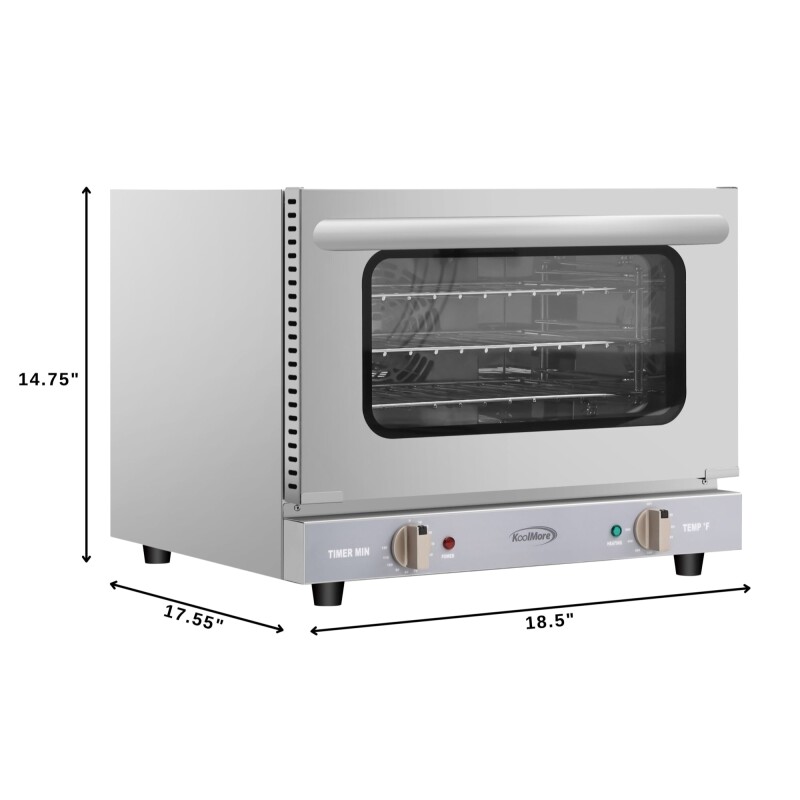 19 in. Countertop Convection Oven for Quarter-Size Pans with 3 Racks 1440W of Power in Stainless-Steel, 0.8 cu. ft. KMCTCO08