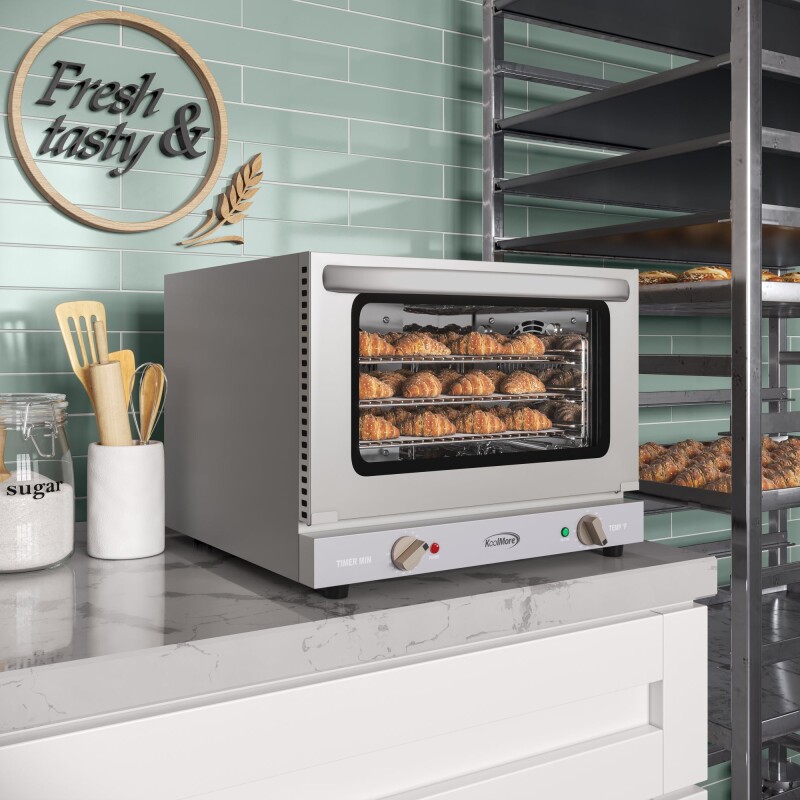 19 in. Countertop Convection Oven for Quarter-Size Pans with 3 Racks 1440W of Power in Stainless-Steel, 0.8 cu. ft. KMCTCO08