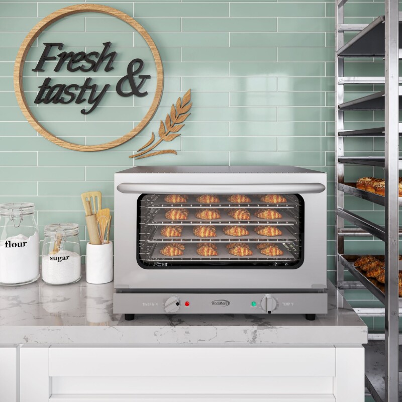 23 in. Countertop Convection Oven for Half-Size Pans with 4 Racks 1600W of Power in Stainless-Steel KMCTCO15