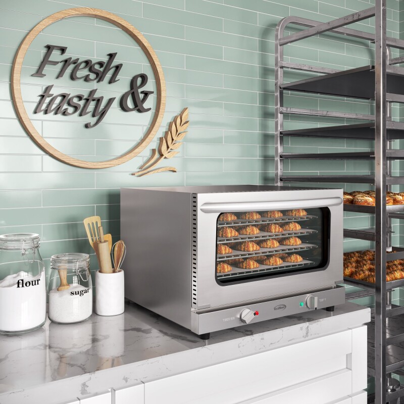 23 in. Countertop Convection Oven for Half-Size Pans with 4 Racks 1600W of Power in Stainless-Steel KMCTCO15