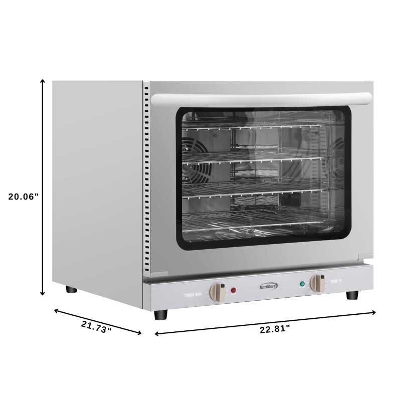 23 in. Countertop Convection Oven for Half-Size Pans with 4 Racks and 2800W of Power in Stainless-Steel - 208/240V, 2.3 cu. ft KMCTCO22023