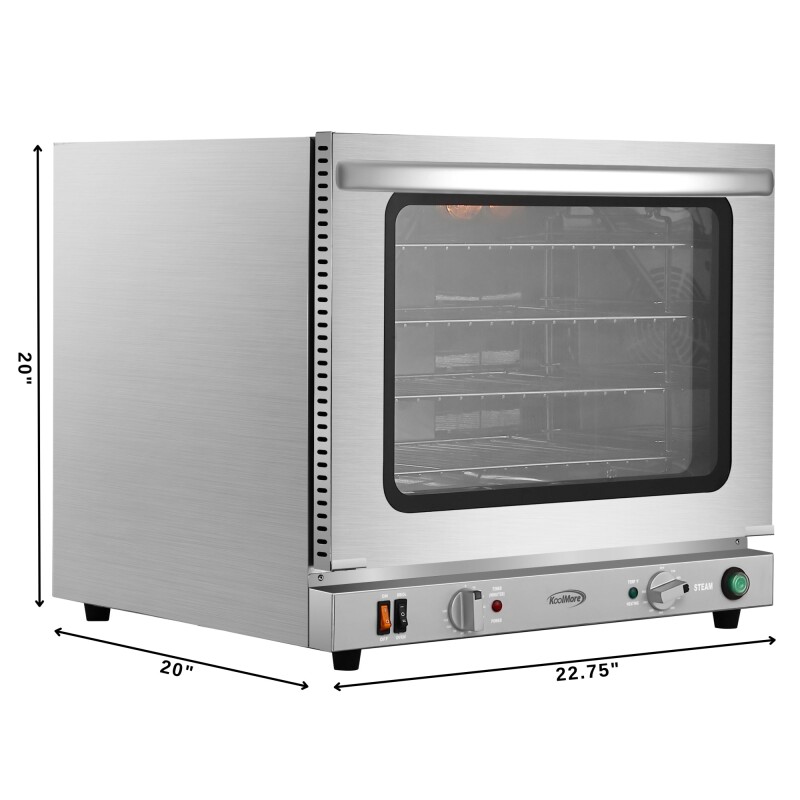 23 in. Countertop Convection Oven for Half-Size Pans with 4 Racks 2800W of Power and Steam Injection, 240V in Stainless-Steel KMCTCO23STI