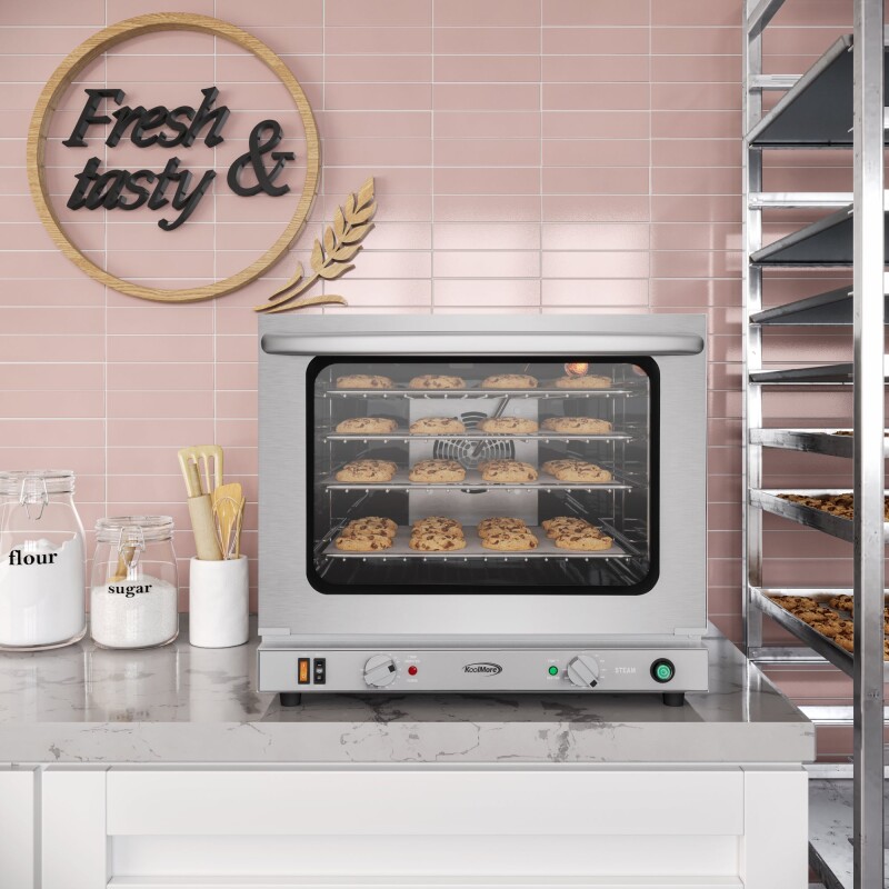 23 in. Countertop Convection Oven for Half-Size Pans with 4 Racks 2800W of Power and Steam Injection, 240V in Stainless-Steel KMCTCO23STI