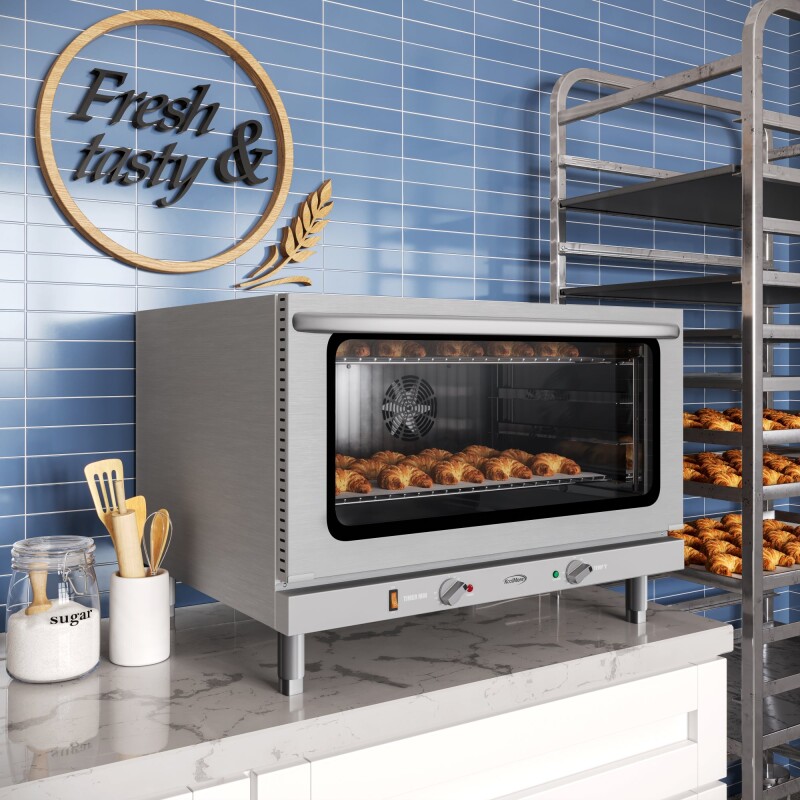 32 in. Countertop Convection Oven, Holds Full Size Pans, 4 Racks and 3500W of Power, 240V in Stainless-Steel KMCTCO44