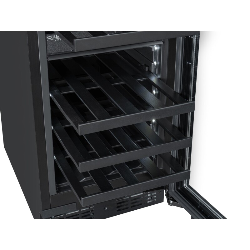 Reserve 15 in. Under-Counter Panel Ready Dual Zone Built-in Wine Cooler with Black Shelves and 23 Bottle Capacity in Black KMCW28DZBPR