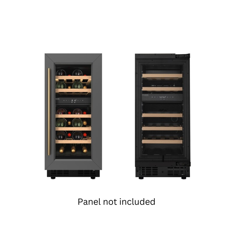 Reserve 15 in. Under-Counter Panel Ready Dual Zone Built-in Wine Cooler with 23 Bottle Capacity and Wooden Shelves in Black KMCW28DZWPR