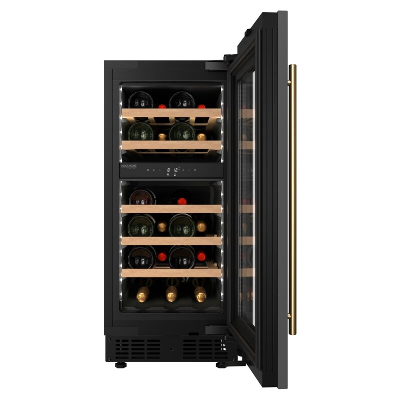 Reserve 15 in. Under-Counter Panel Ready Dual Zone Built-in Wine Cooler with 23 Bottle Capacity and Wooden Shelves in Black KMCW28DZWPR, product image 3 of 13