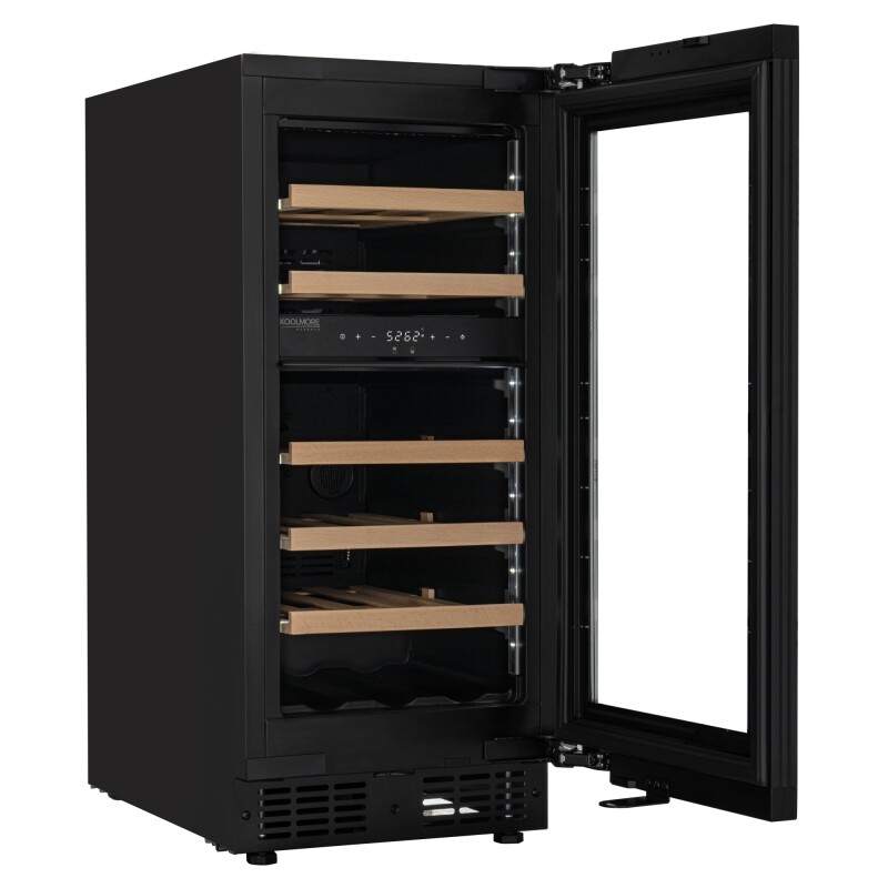 Reserve 15 in. Under-Counter Panel Ready Dual Zone Built-in Wine Cooler with 23 Bottle Capacity and Wooden Shelves in Black KMCW28DZWPR, product image 11 of 13