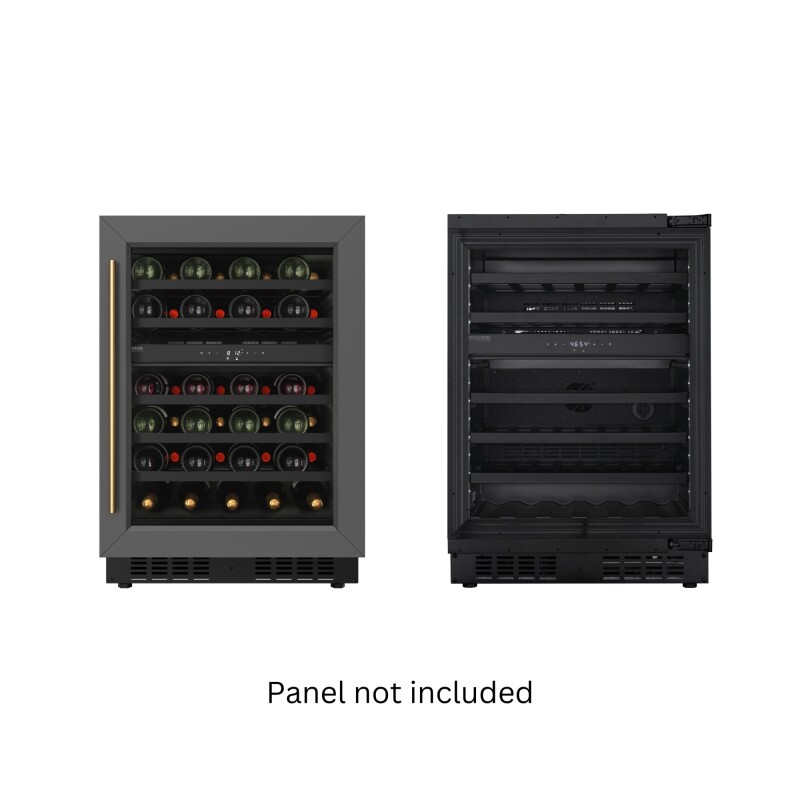 Reserve 24 in. Under-Counter Panel Ready Dual Zone Built-in Wine Cooler with Black Shelves and 45 Bottle Capacity in Black KMCW46DZBPR