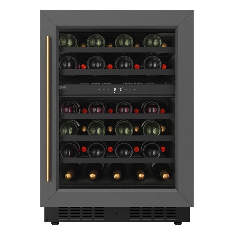 Reserve 24 in. Under-Counter Panel Ready Dual Zone Built-in Wine Cooler with Black Shelves and 45 Bottle Capacity in Black KMCW46DZBPR, product image 4 of 12